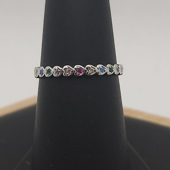 Rainbow‎ Heart Ring CZ Size 7 (NWOT) - Picture 1 of 3